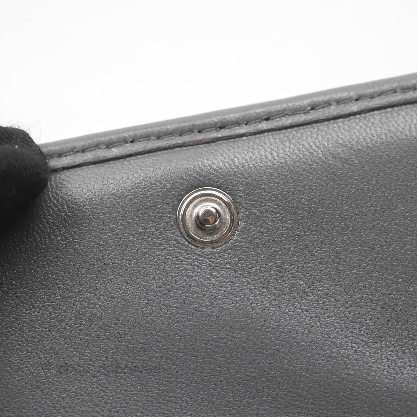 Chanel 19 Grey Short Trifold Wallet Lambskin Silver Hardware