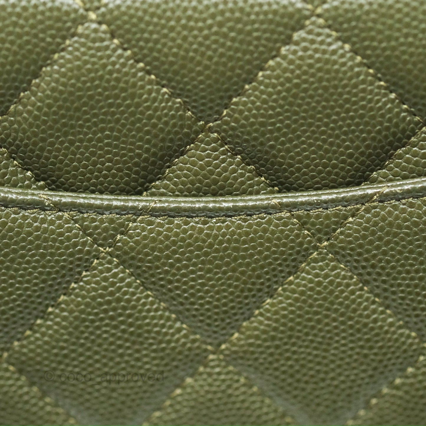 Chanel Coco First Wallet On Chain WOC Dark Olive Green Caviar Gold Hardware 22K
