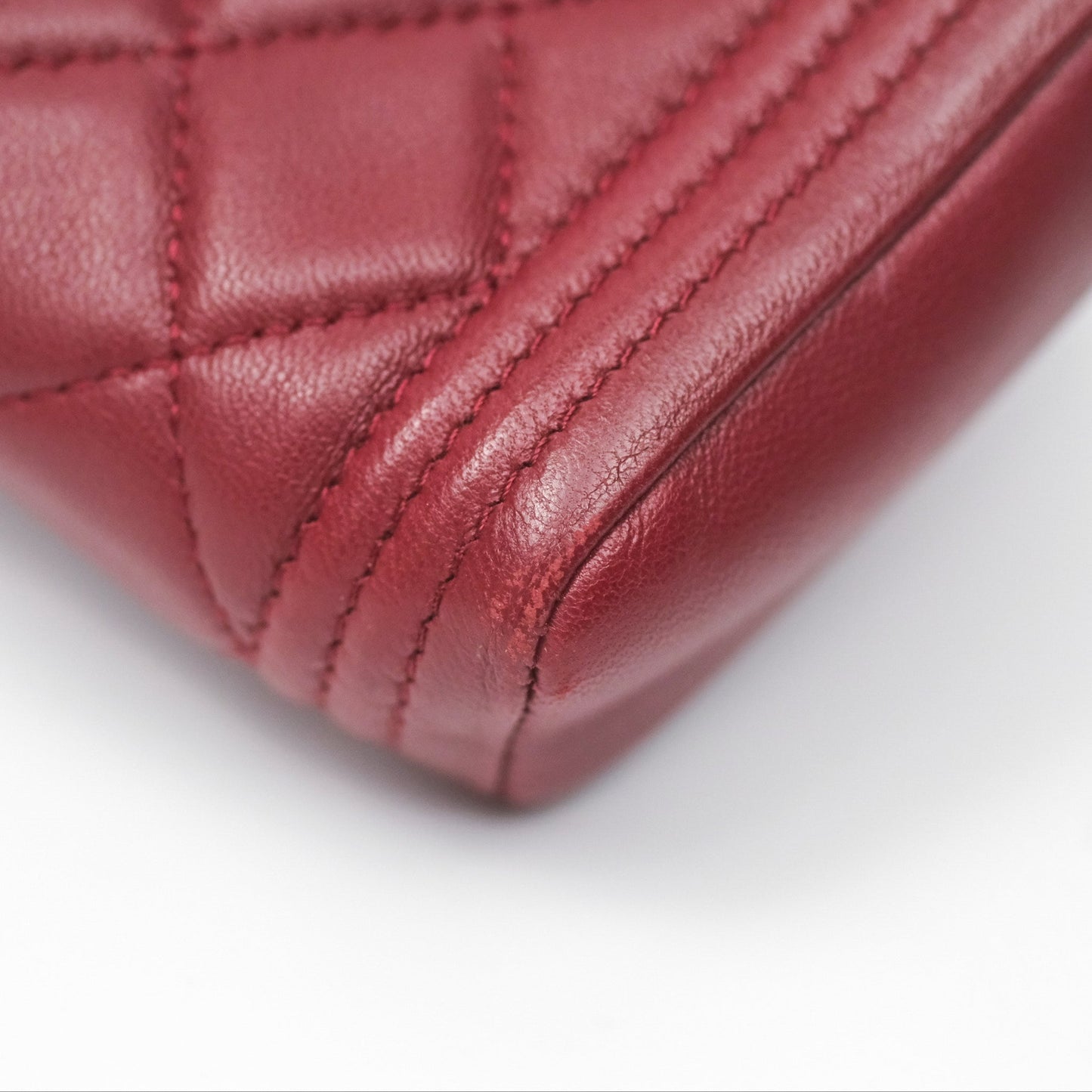 Chanel Quilted Boy Coin Case Dark Red Aged Gold Hardware