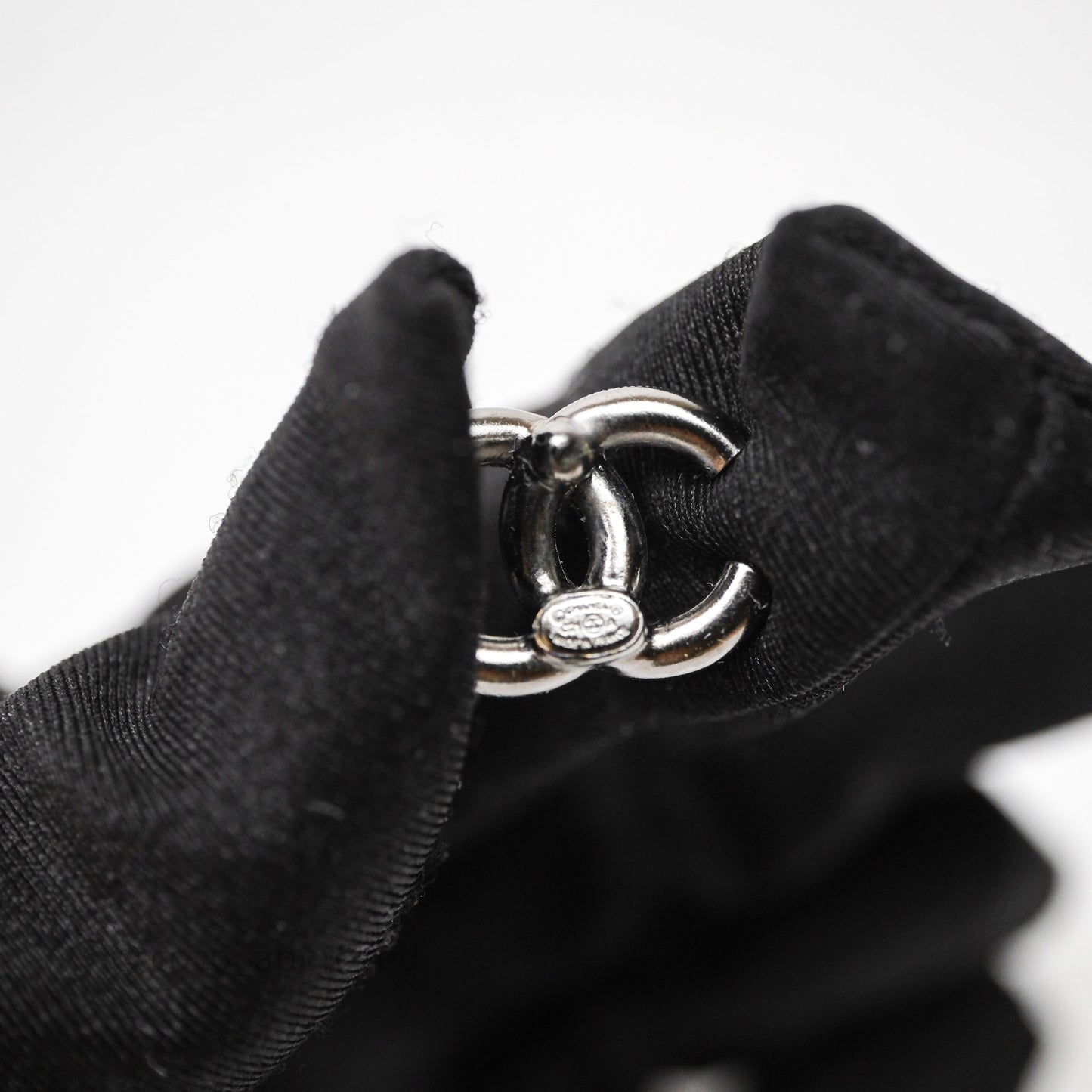 Chanel CC Crystals Earrings Ruthenium Tone 21A