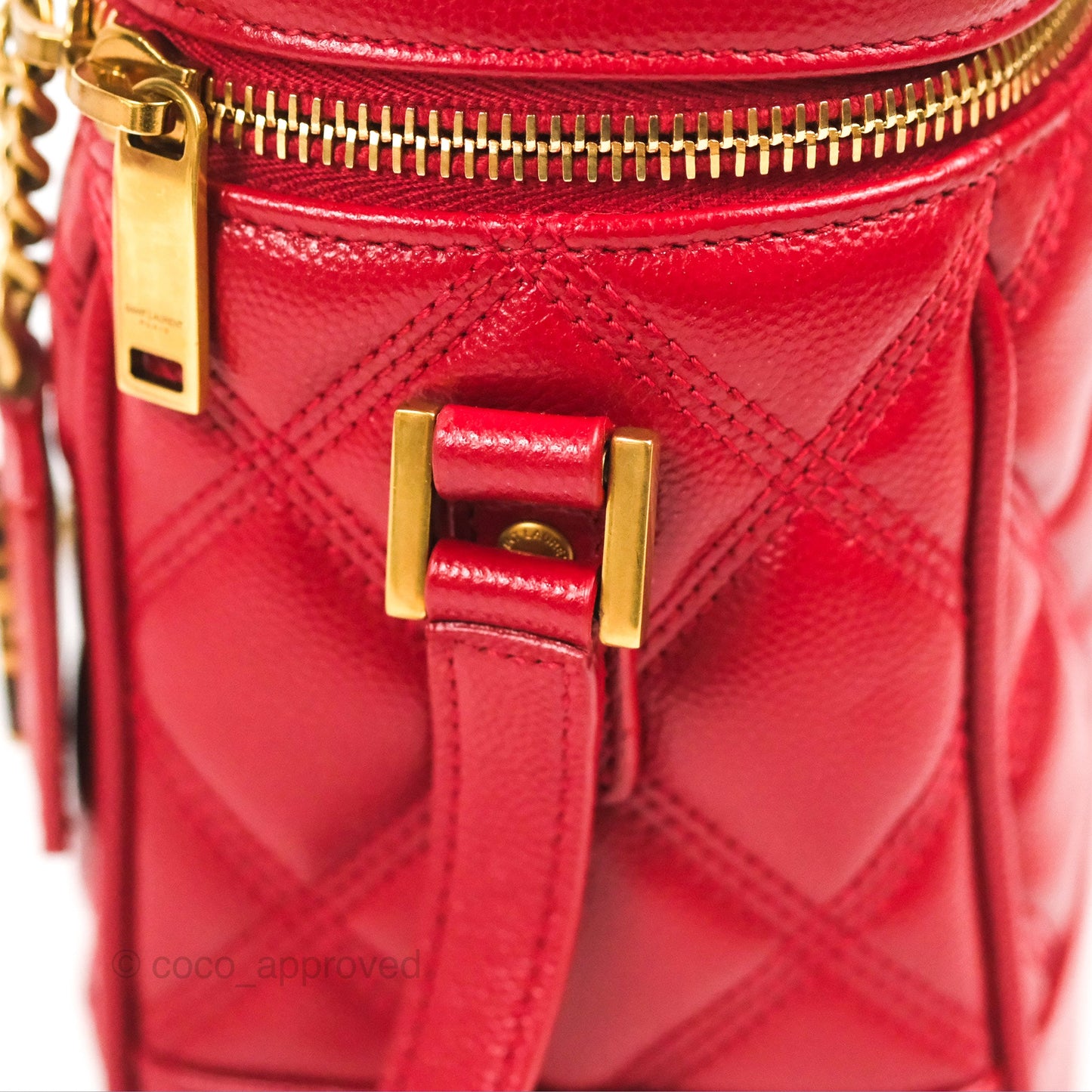 Saint Laurent 80's Vanity Bag Quilted Red Grained Calfskin