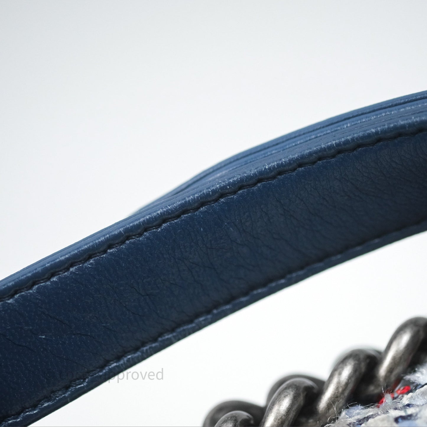 Chanel Small Boy Blue Denim Tweed Ruthenium Hardware