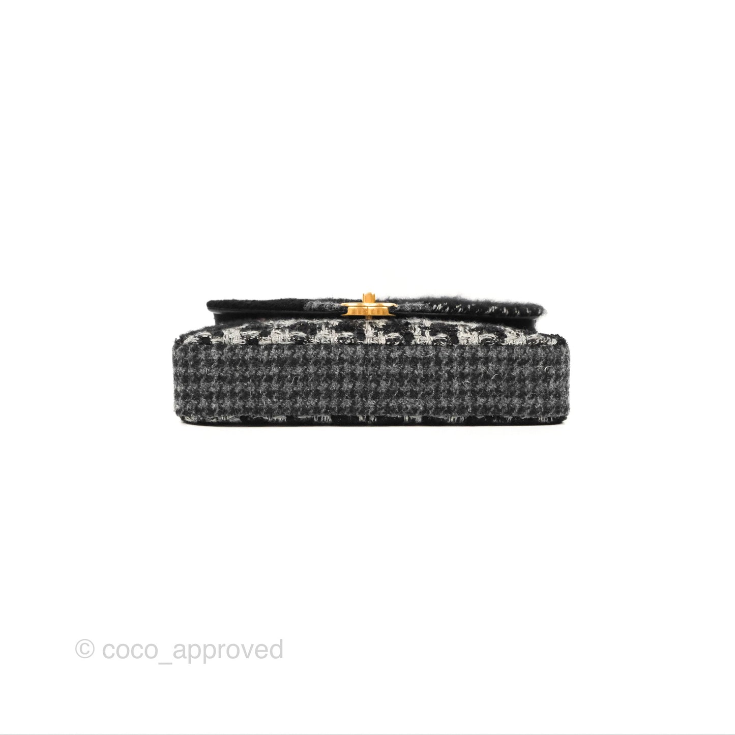 Chanel Medium Single Flap Black Tweed Aged Gold Hardware