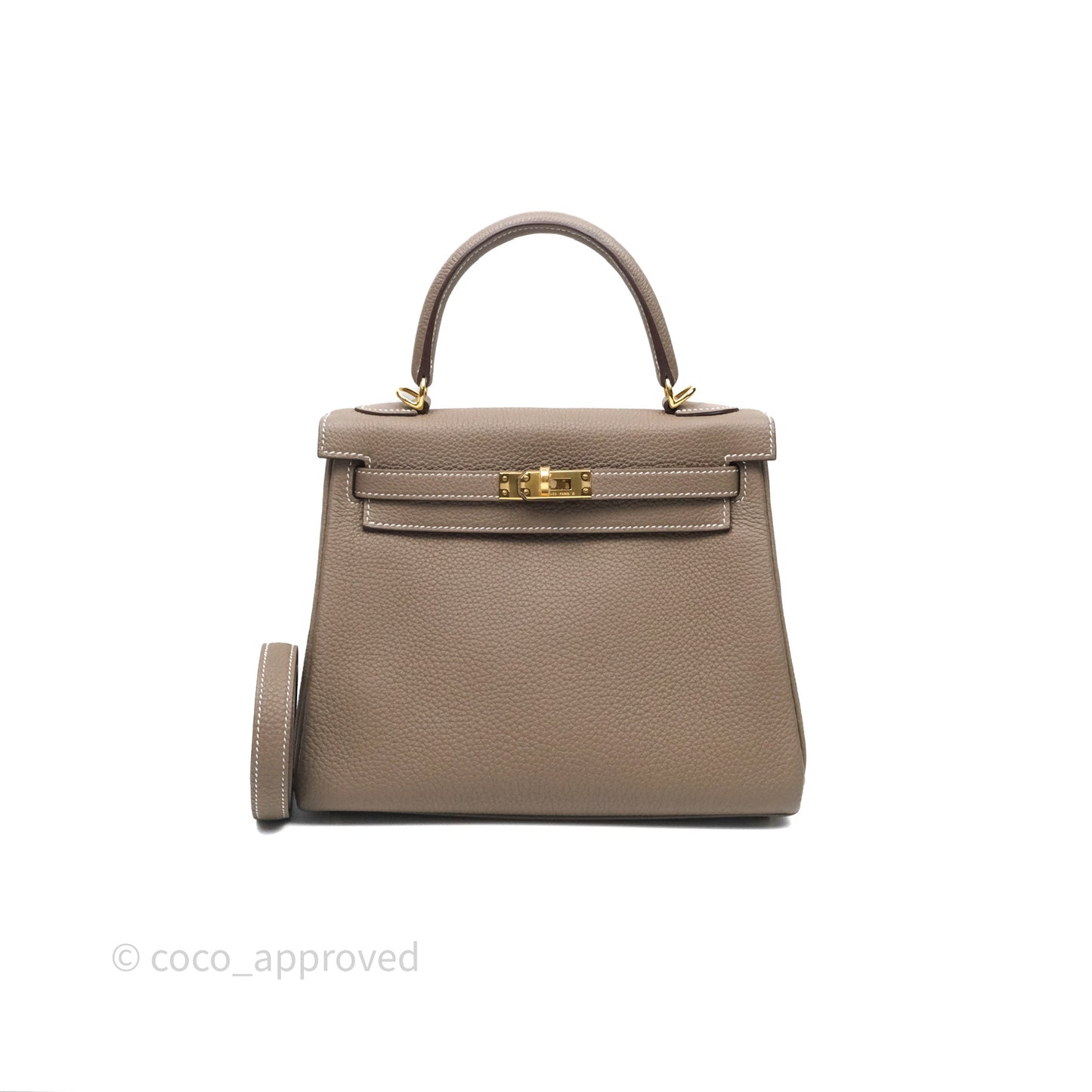 Hermès Kelly 25 Etoupe 18 Retourne Togo Gold Hardware