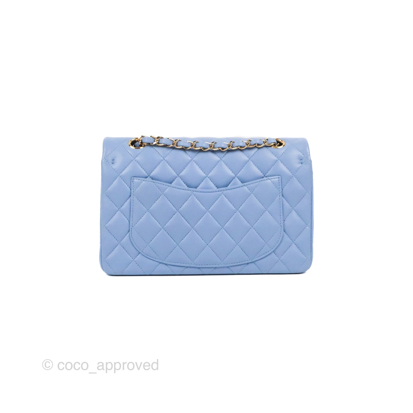 Chanel Small Classic Quilted Flap Blue Sky Lambskin Gold Hardware 21C
