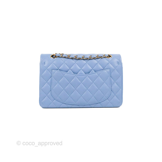 Chanel Small Classic Quilted Flap Blue Sky Lambskin Gold Hardware 21C