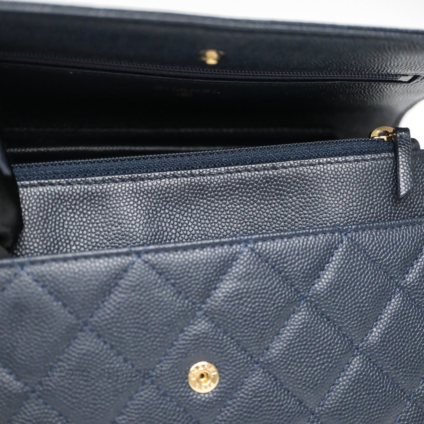 Chanel Classic Wallet On Chain WOC Quilted Navy Caviar Gold Hardware
