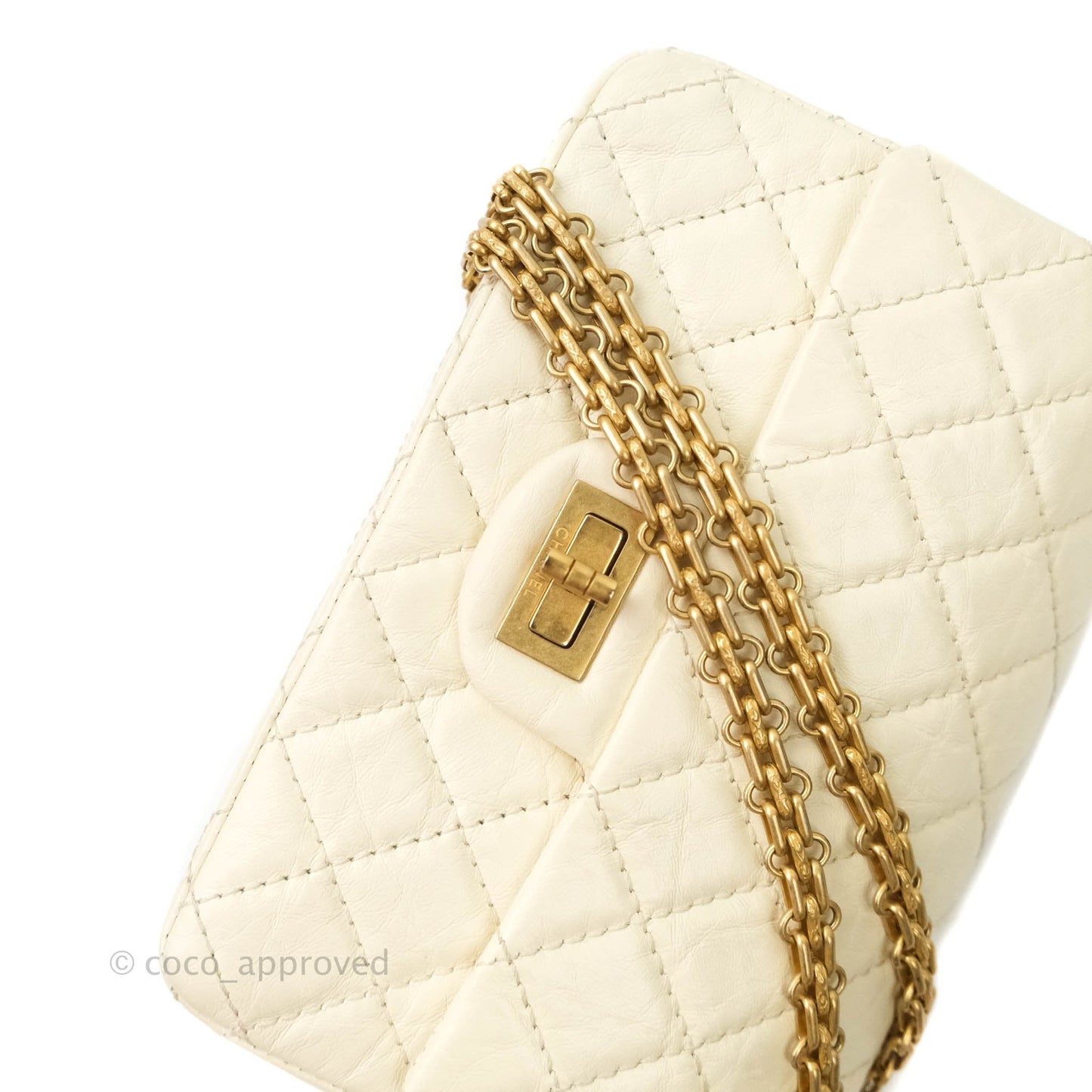 Chanel Mini Reissue 224 White Aged Calfskin Aged Gold Hardware