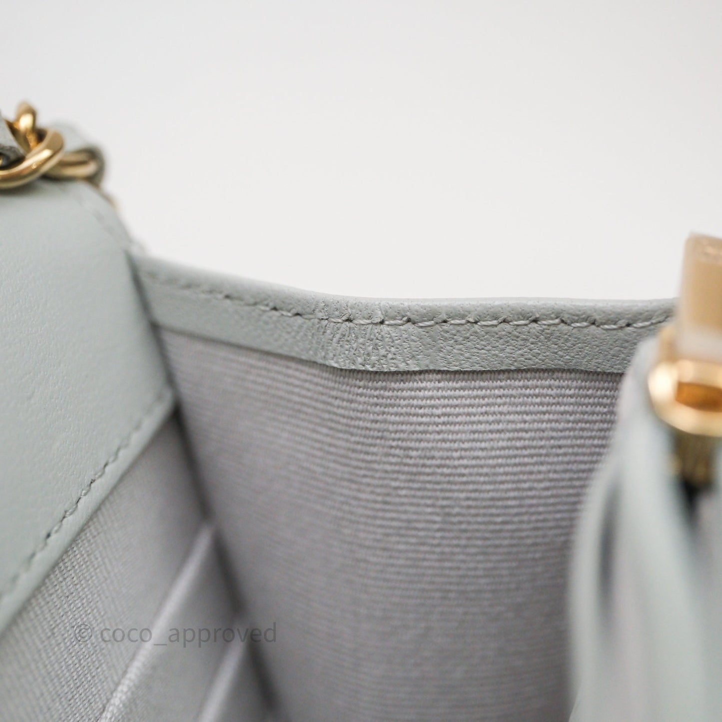 Chanel Classic Quilted Wallet on Chain WOC Grey Lambskin Gold Hardware