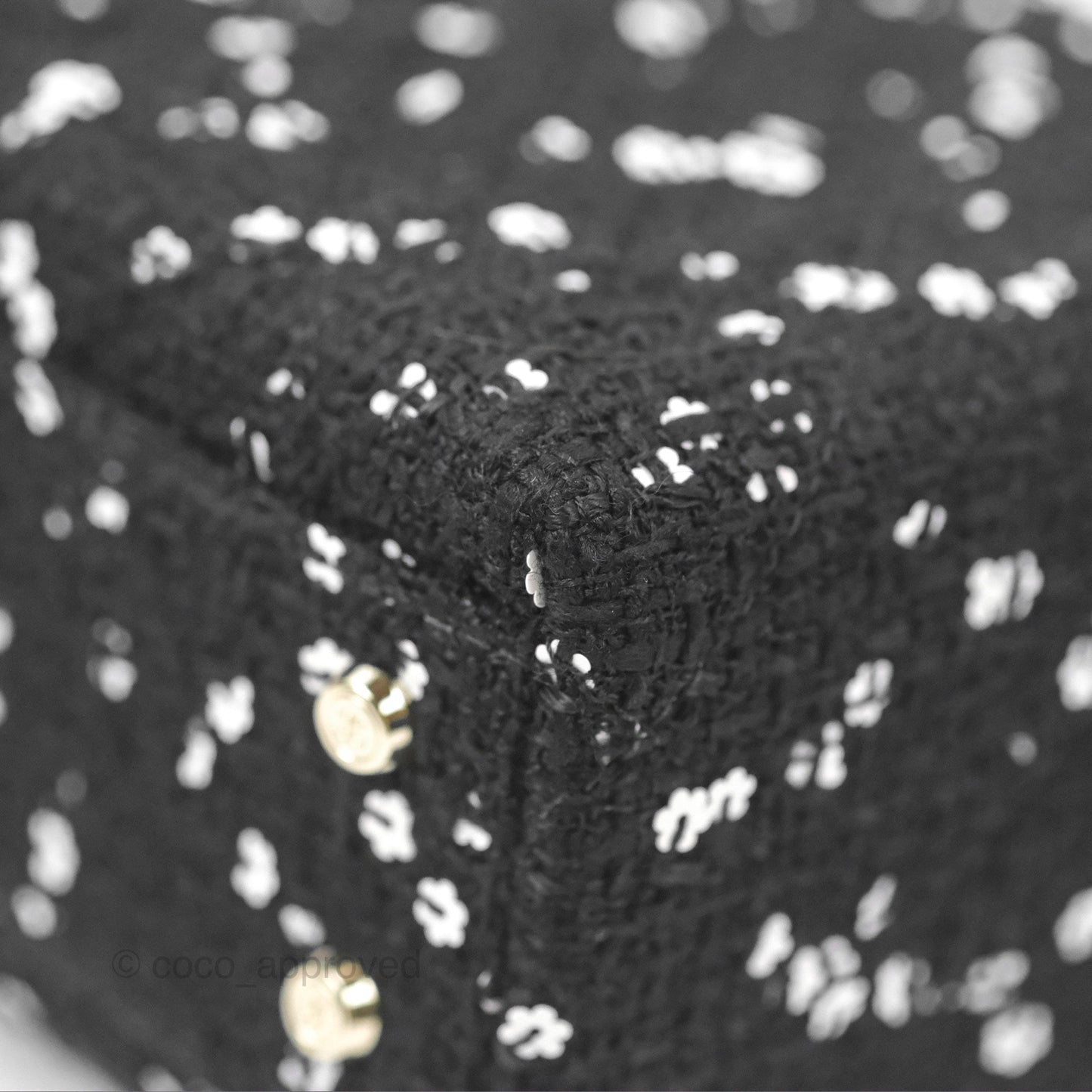 Chanel Small Top Handle Box Bag Black Tweed Sequins Gold Hardware 23K