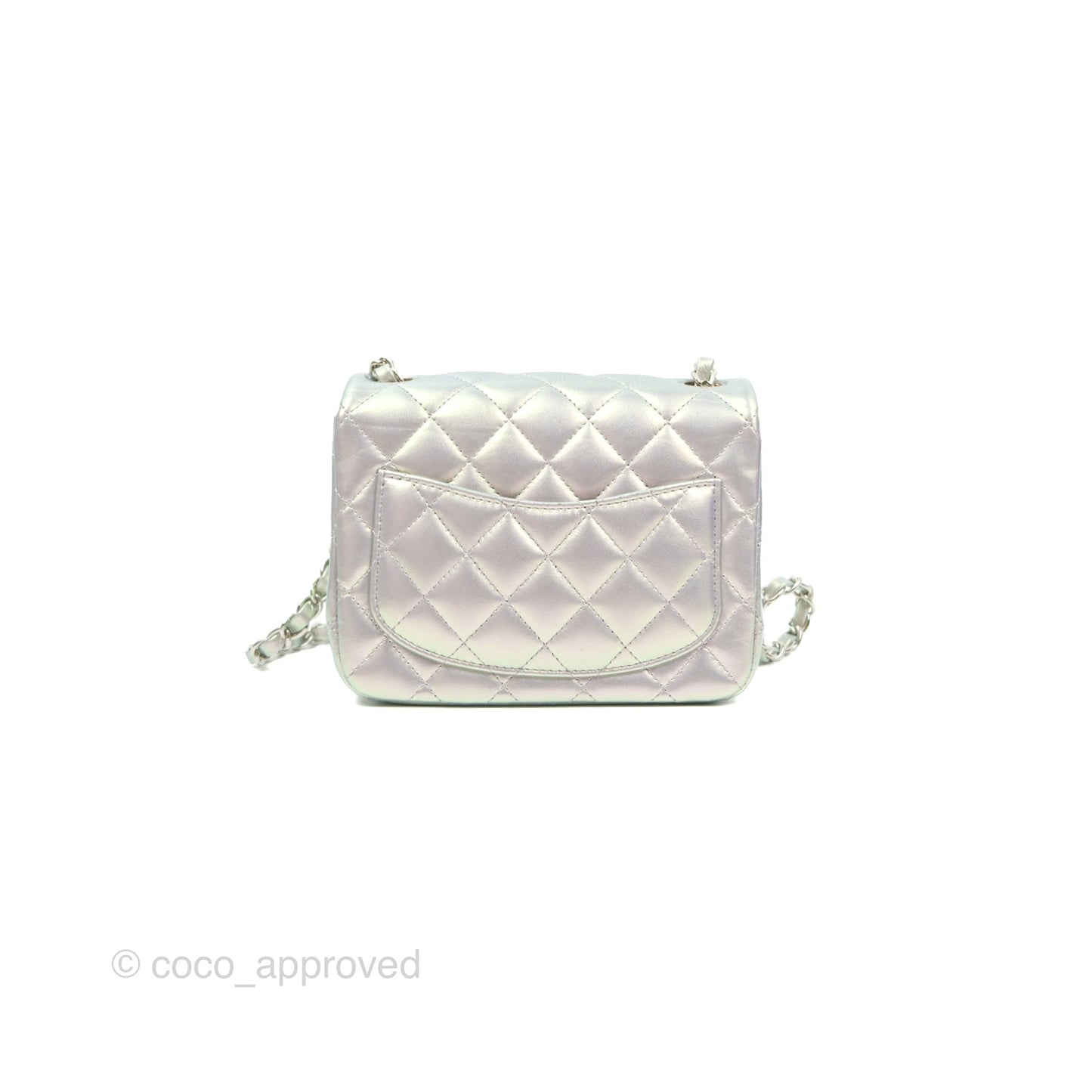 Chanel Mini Square Quilted Iridescent Lilac Silver Hardware 21K