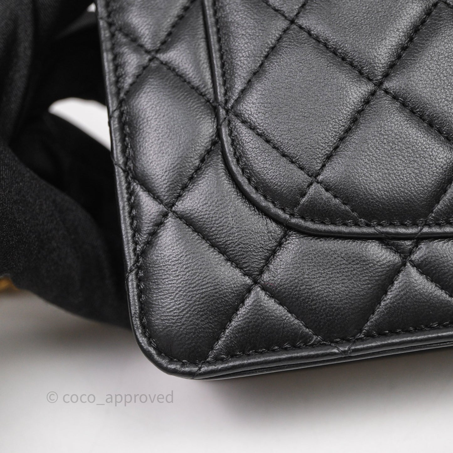 Chanel Top Handle Wallet On Chain WOC Black Lambskin Gold Hardware