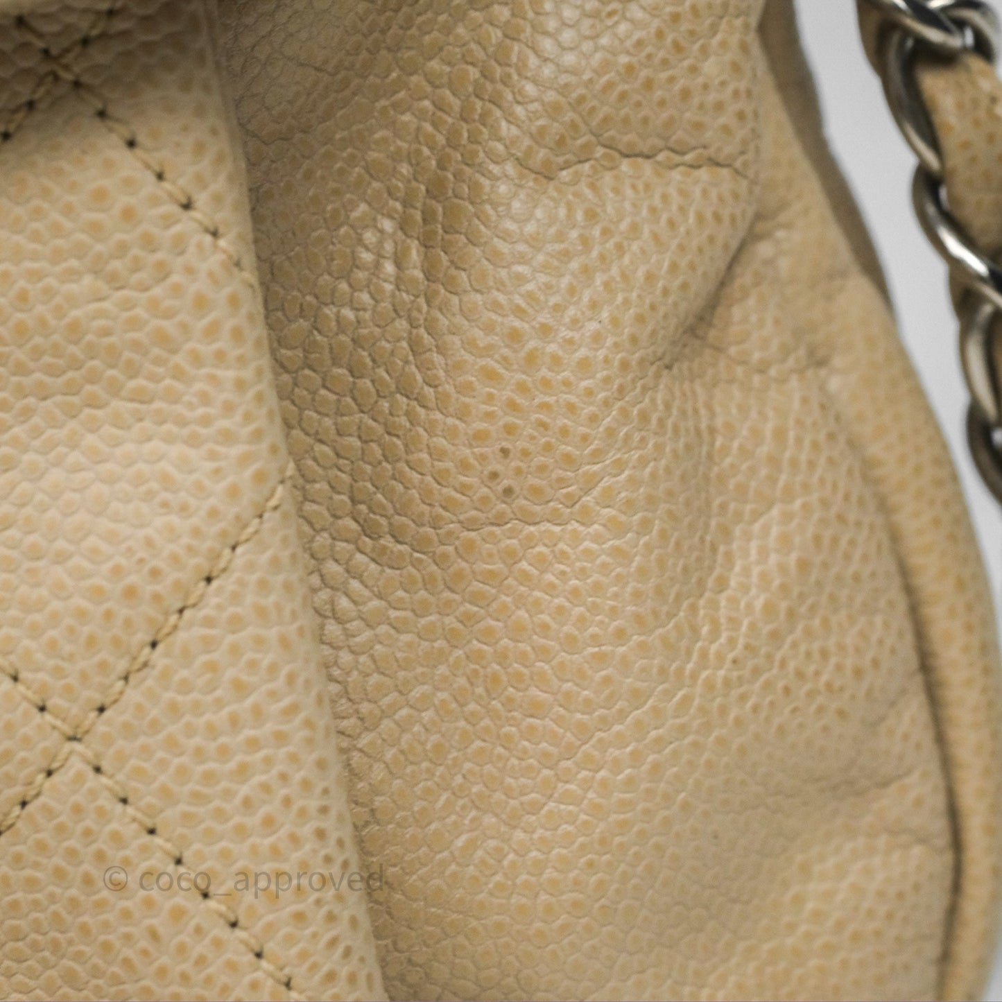 Chanel Quilted Coco Rider Hobo Bag Beige Caviar Ruthenium Hardware