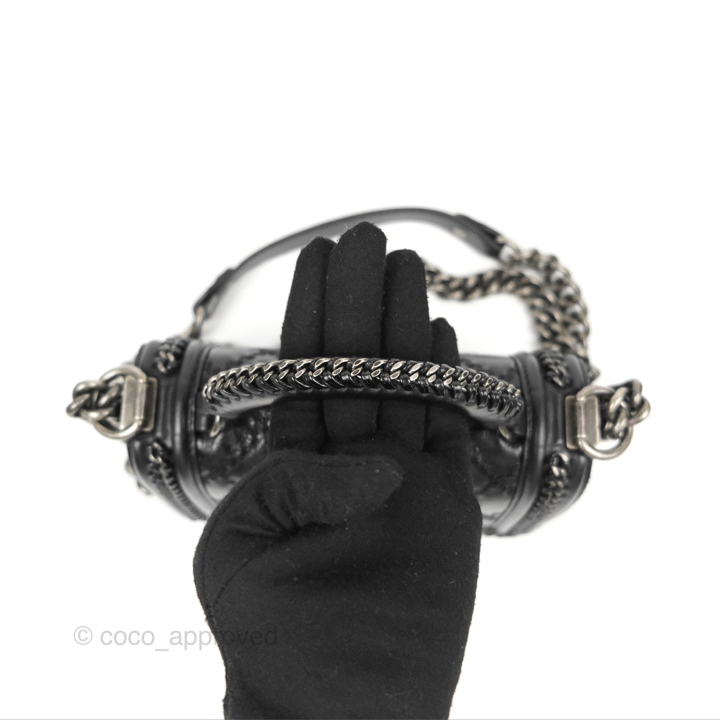 Chanel Small Chain Around Top Handle Boy Black Calfskin Ruthenium Hardware