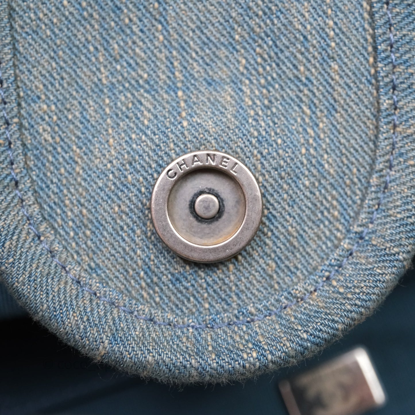 Chanel Large Deauville Tote Blue Washed Denim Matte Silver