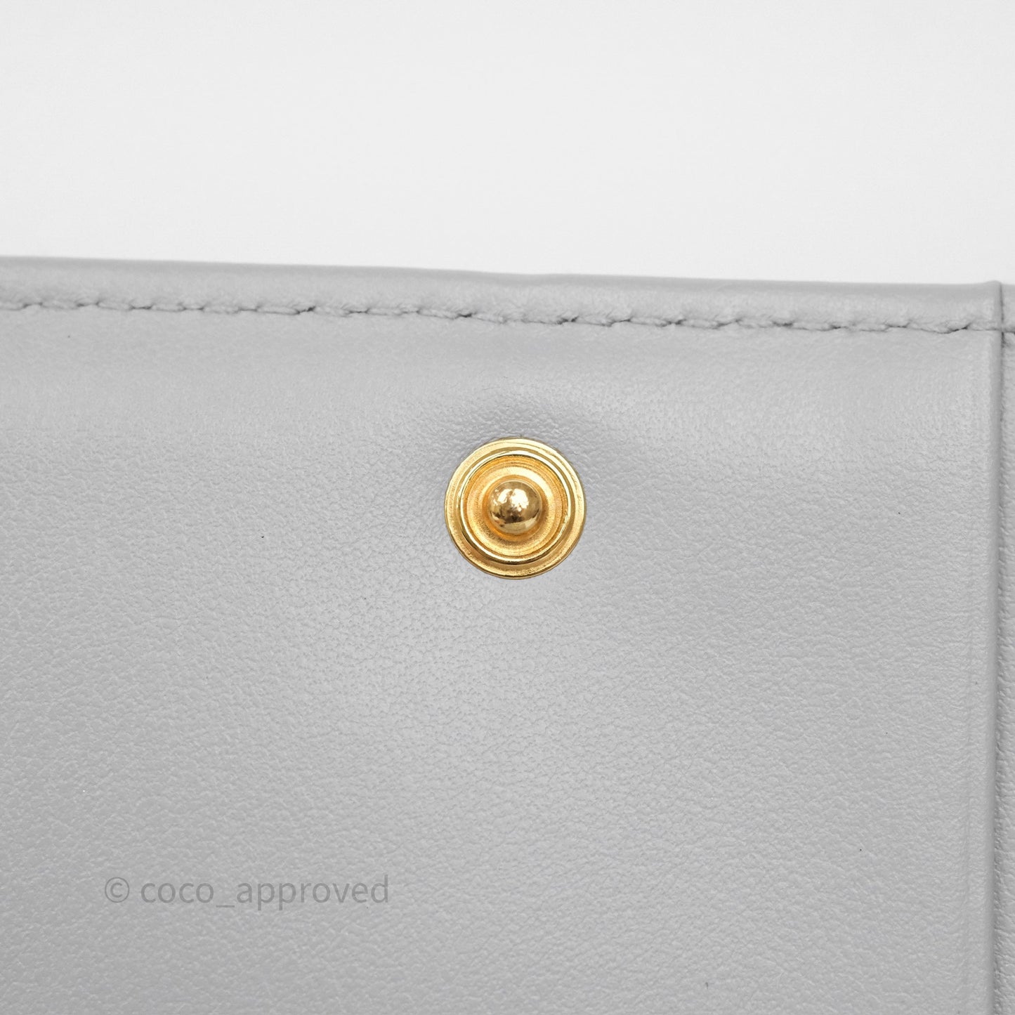 Chanel Quilted Short Wallet Grey Caviar Gold Hardware