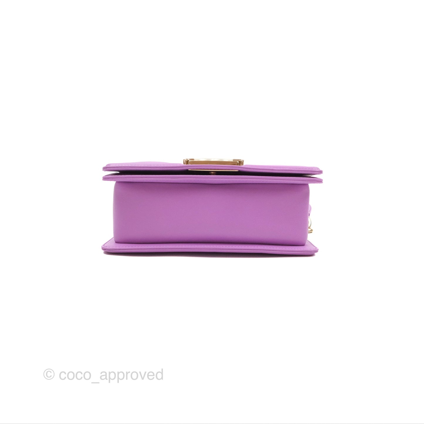 Chanel Chevron Small Boy Purple Calfskin Gold Hardwa