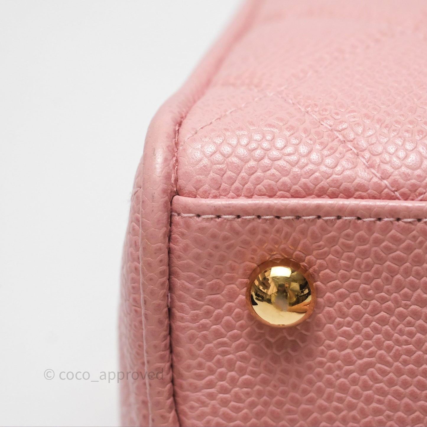 Chanel Vintage Mini CC Boston Bag Sakura Pink Caviar Gold Hardware
