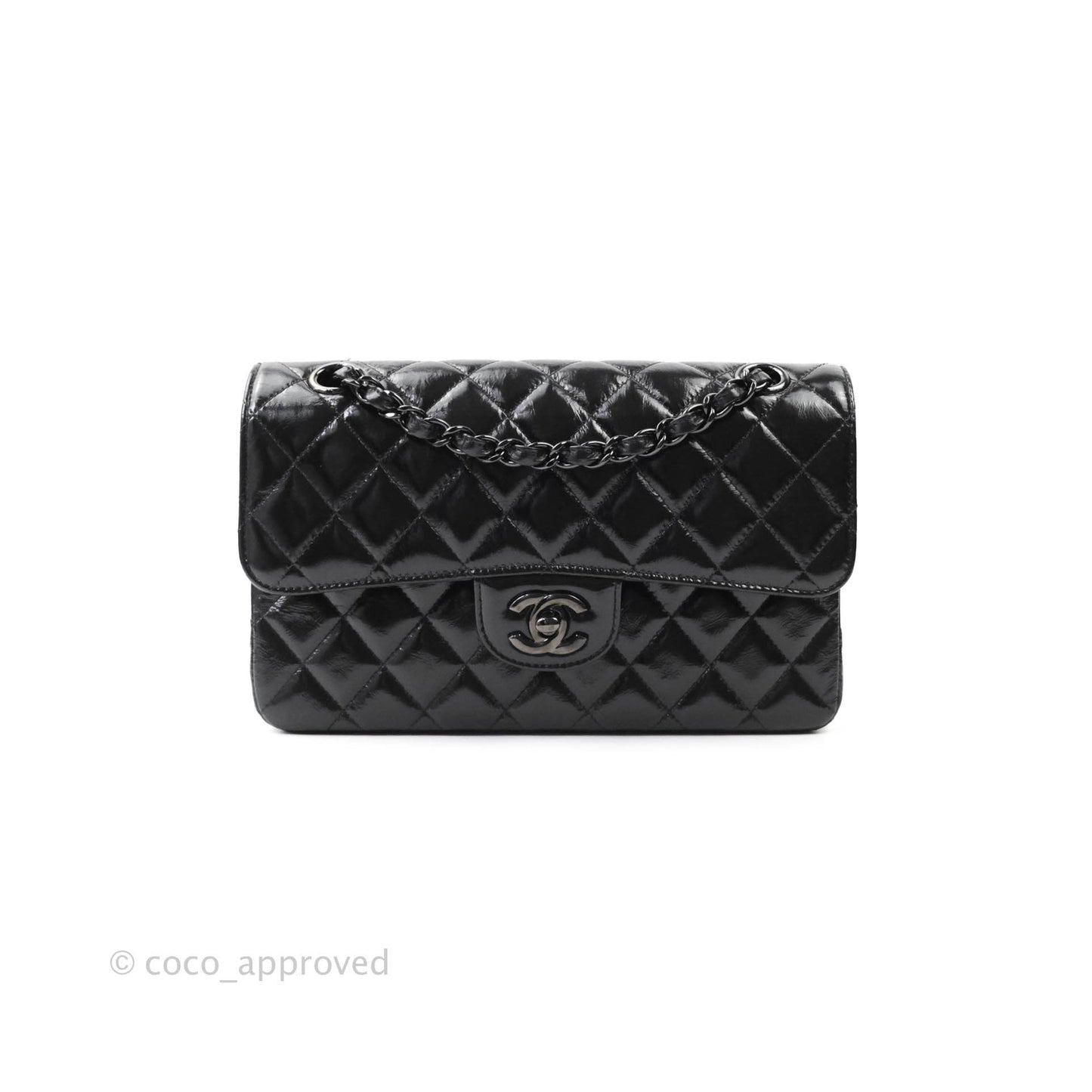 Chanel Classic Small S/M Flap Shiny Crumpled Calfskin So Black
