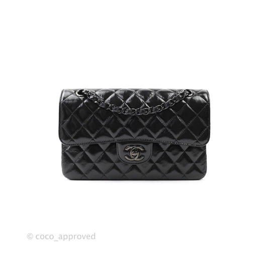 Chanel Classic Small S/M Flap Shiny Crumpled Calfskin So Black