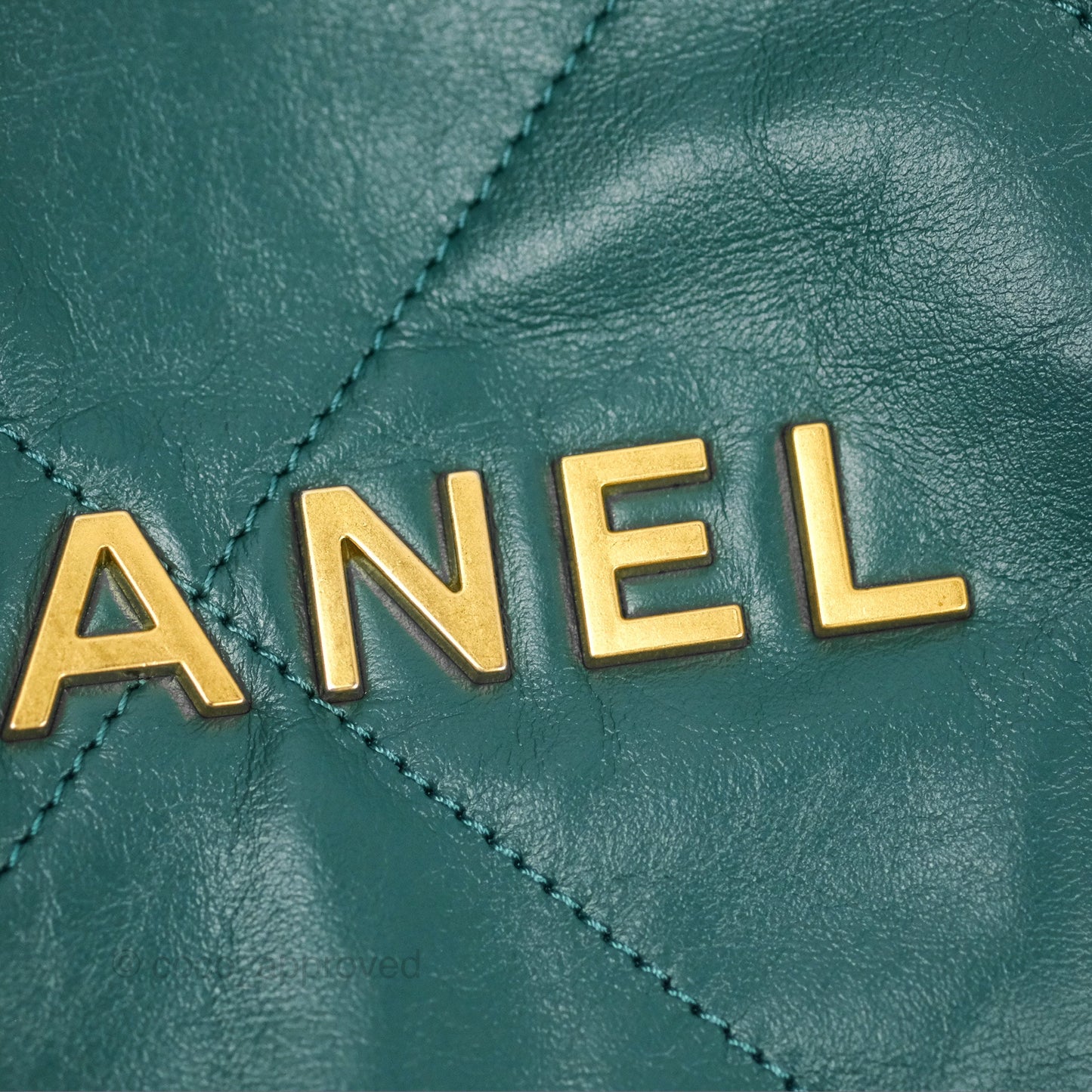 Chanel 22 Small Quilted Backpack Green Shiny Calfskin