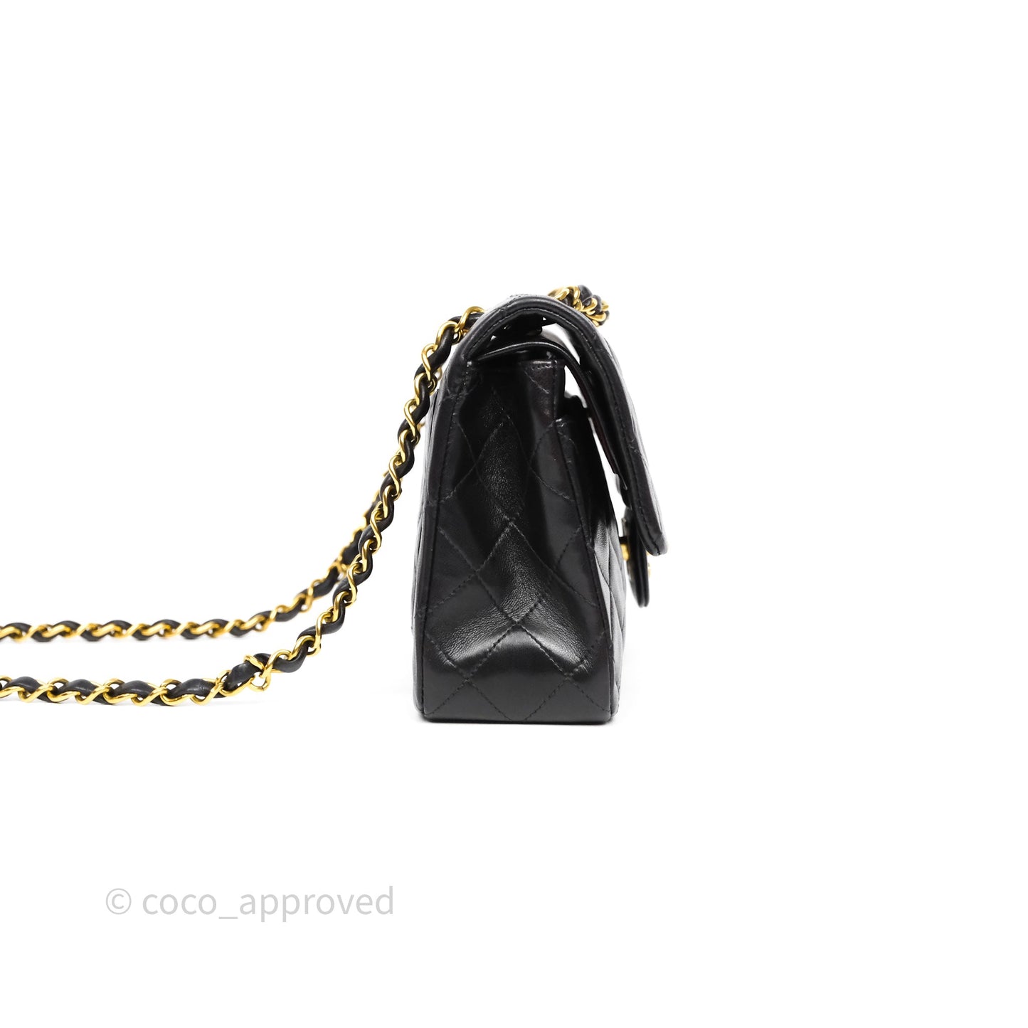 Chanel Vintage Small Classic Flap Black Lambskin 24K Gold Hardware