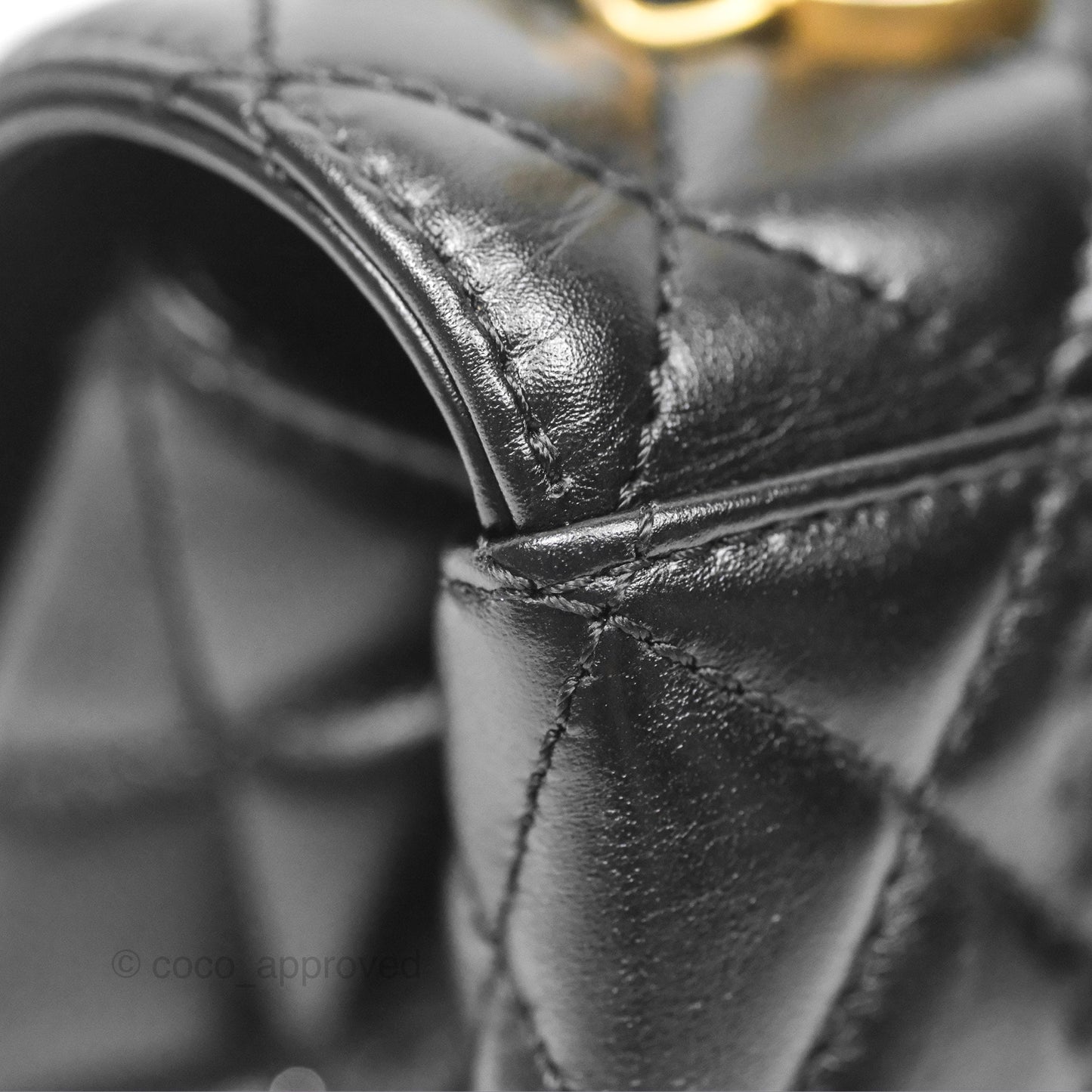 Chanel Small Coco Handle Quilted Black Calfskin Aged Gold Hardware