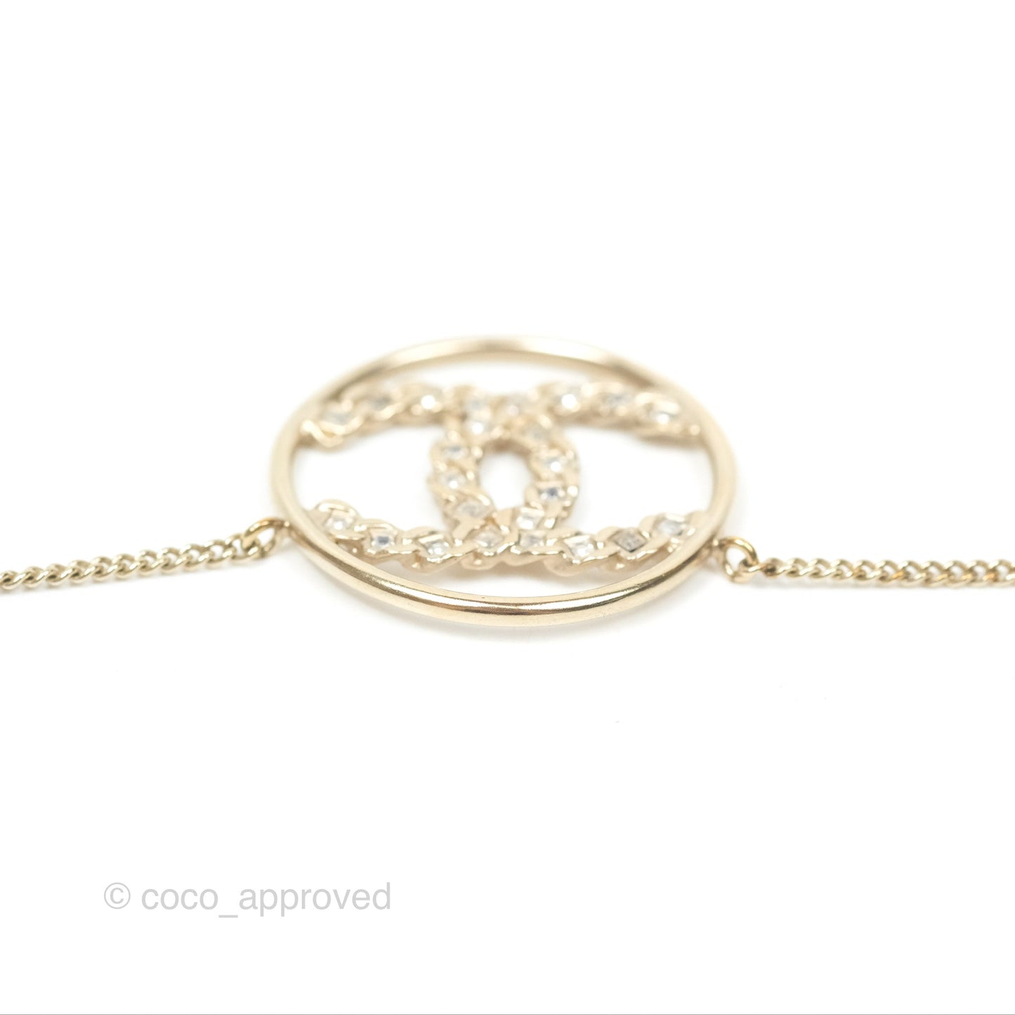 Chanel Round CC Necklace Gold Tone 19P