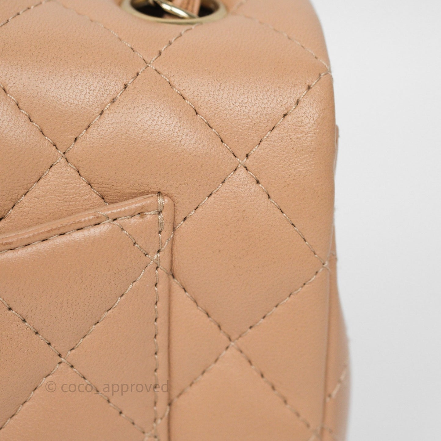 Chanel Mini Rectangular Quilted Beige Lambskin Gold Hardware