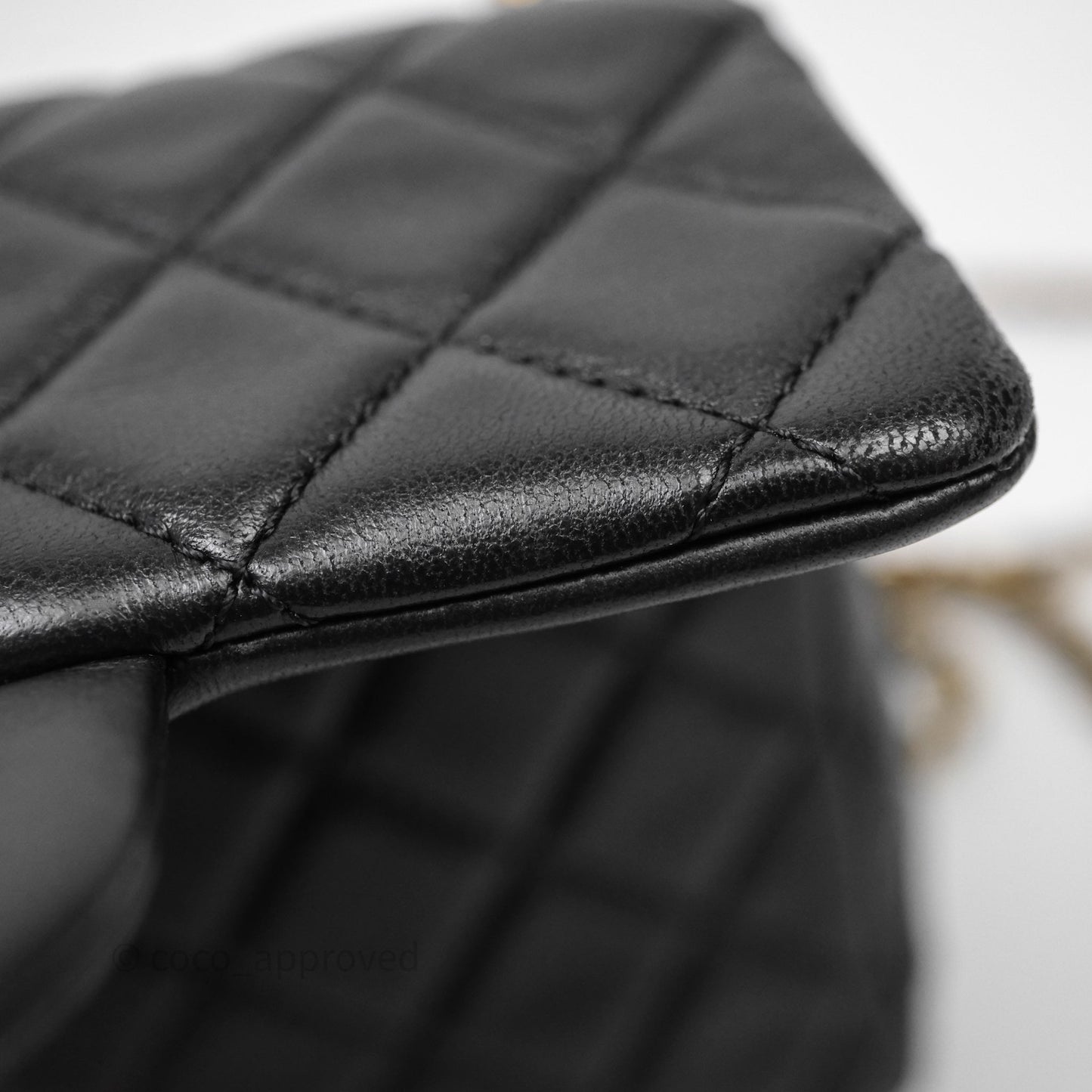 Chanel Pearl Crush Mini Square Quilted Black Lambskin Aged Gold Hardware
