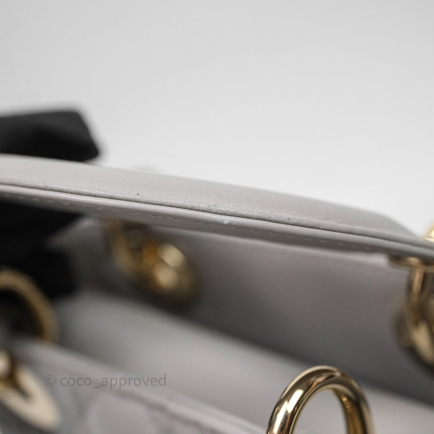 Christian Dior Mini Lady Dior Gray Lambskin Cannage Diamonds Gold Hardware