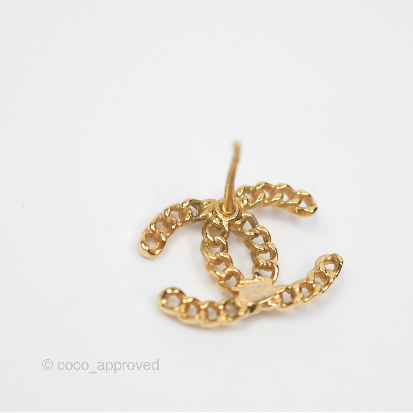 Chanel Pearl CC Earrings Gold Tone 18K