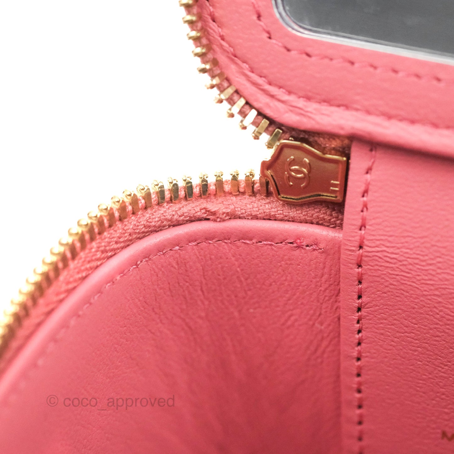 Chanel Mini Top Handle Vanity With Chain Pink Lambskin Gold Hardware
