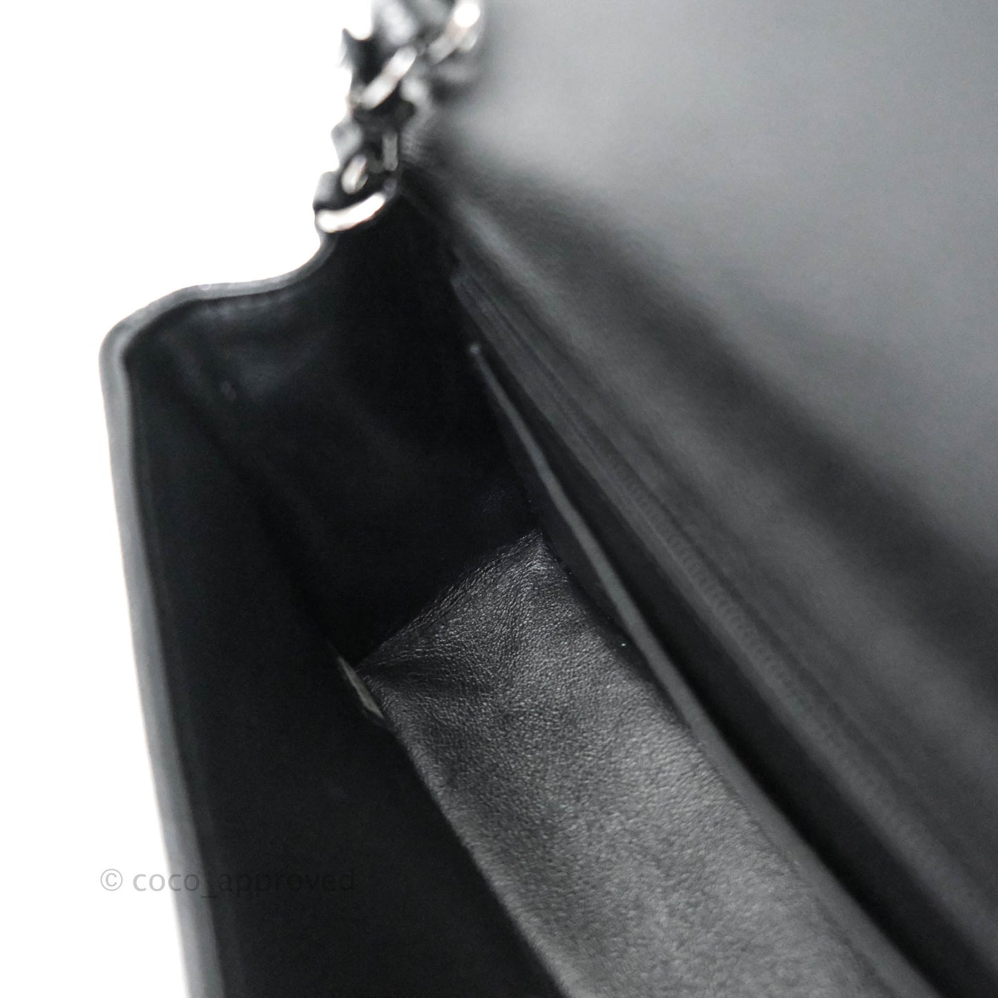 Chanel Classic Quilted Mini Rectangular Flap Iridescent Black Caviar Gun Metal 18C