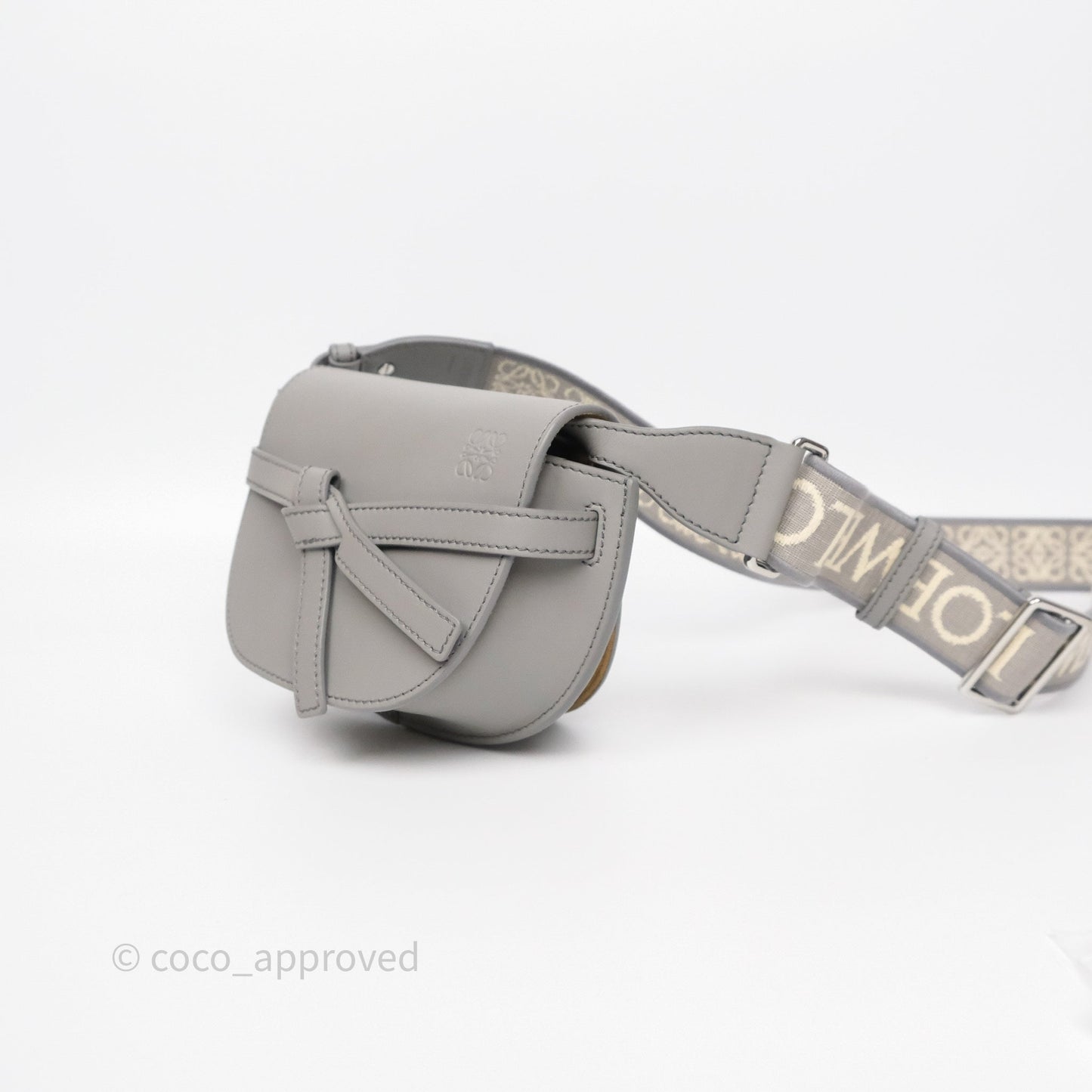 Loewe Mini Gate Dual Bag Grey Soft Calfskin Jacquard Strap