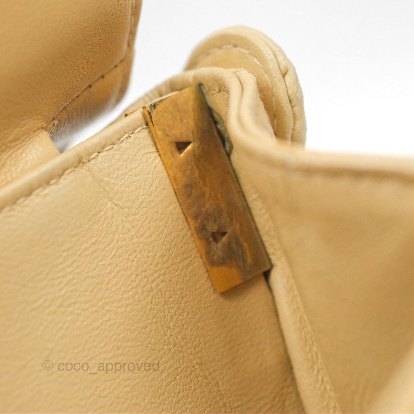 Chanel Vintage Double Sided Flap Bag Quilted Beige Lambskin Gold Hardware