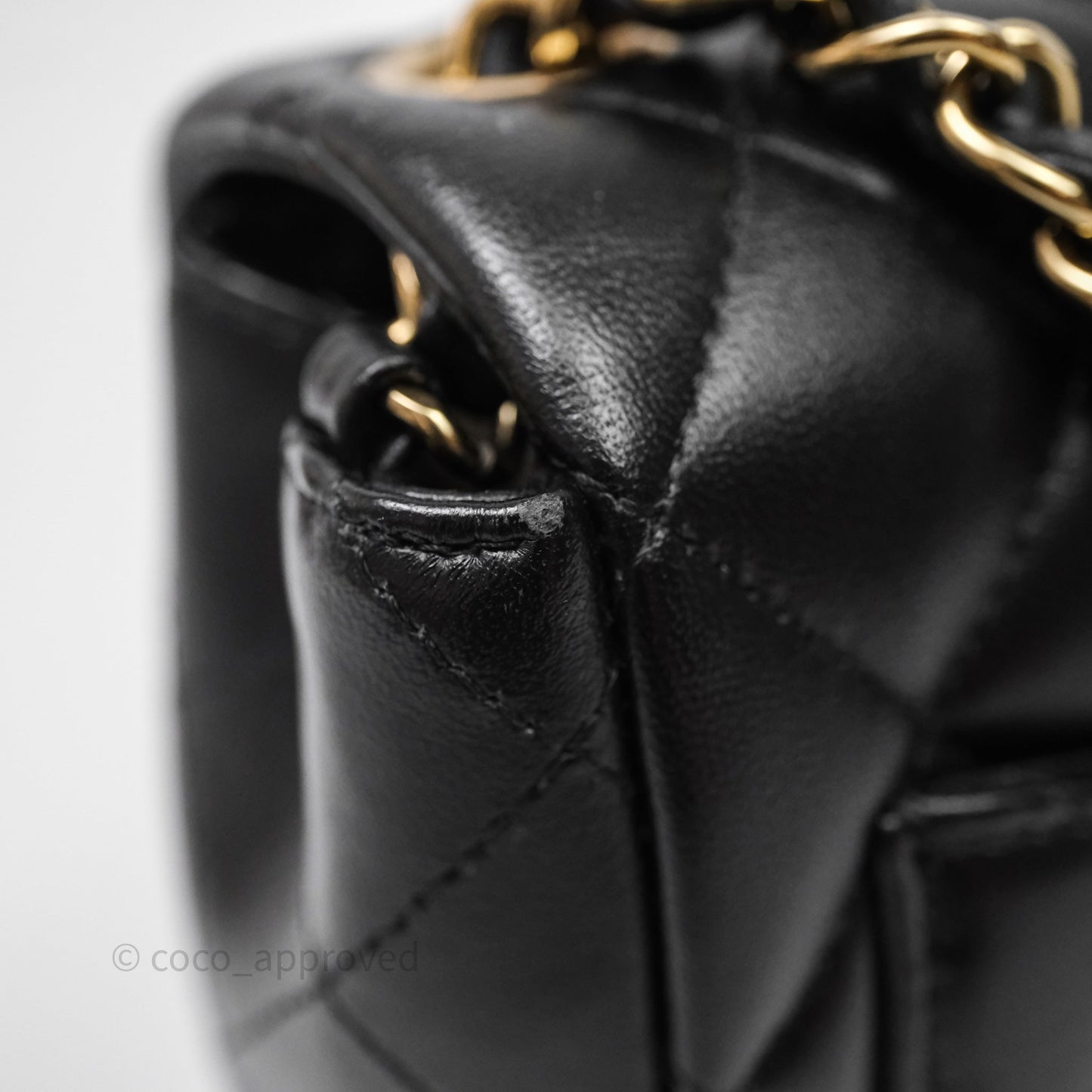 Chanel Mini Square Quilted Black Lambskin Gold Hardware