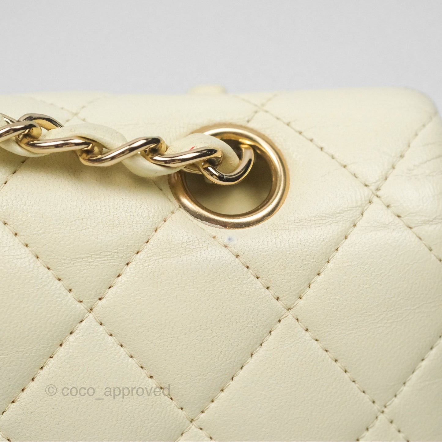 Chanel Medium Classic Flap Quilted Pale Yellow Lambskin Gold Hardware