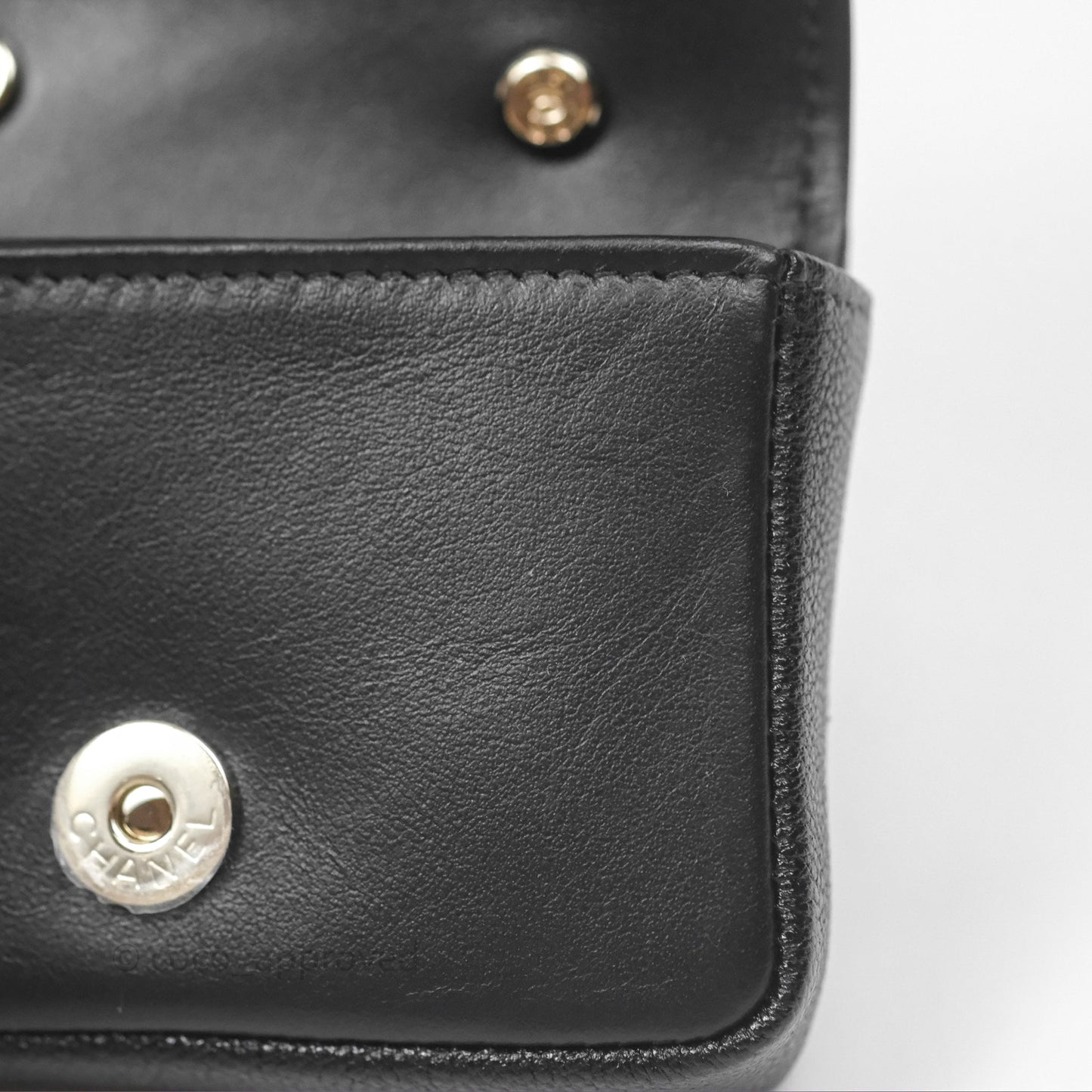 Chanel Chevron Mini Boy Belt Bag Black Caviar Gold Hardware