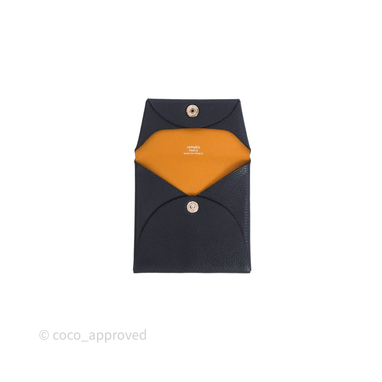 Hermès Bastia Coin Purse Bleu Nuit 2Z/ Caramel 28 Evercolor