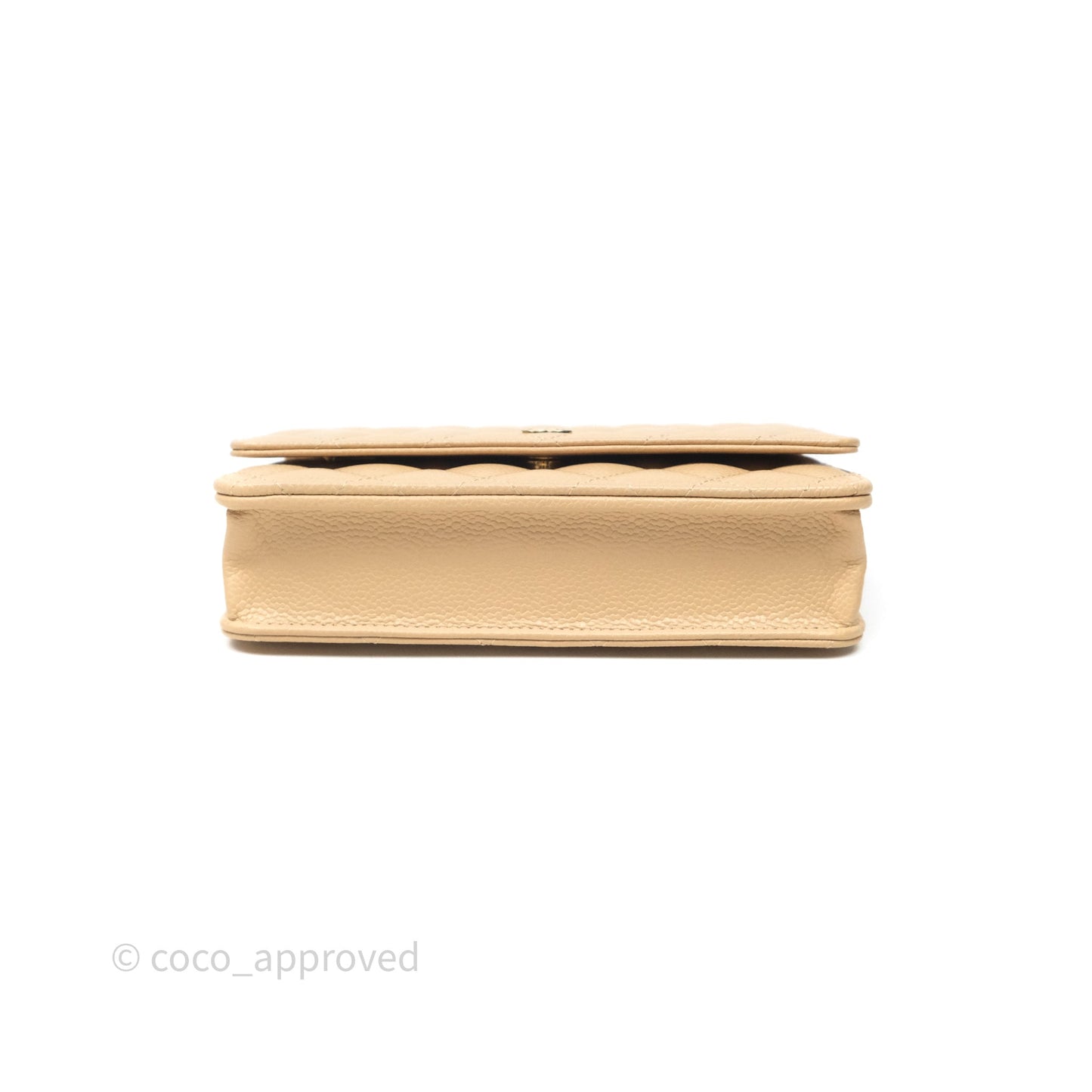 Chanel Quilted Classic Wallet on Chain WOC Beige Caviar Gold Hardware