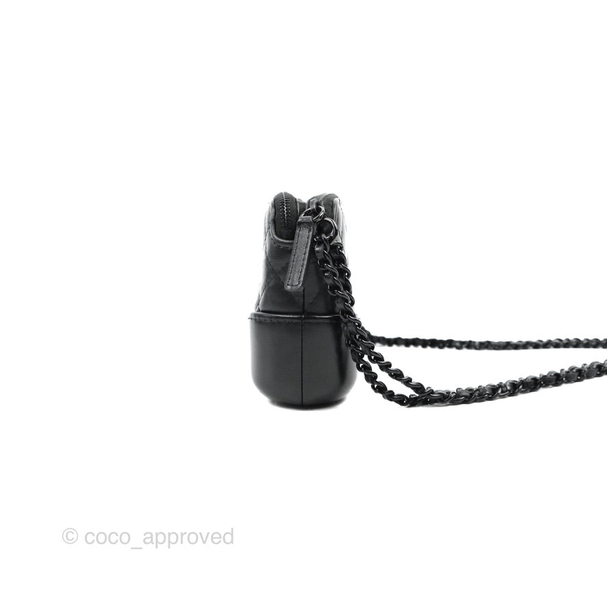 Chanel Gabrielle Clutch With Chain Aged Calfskin So Black
