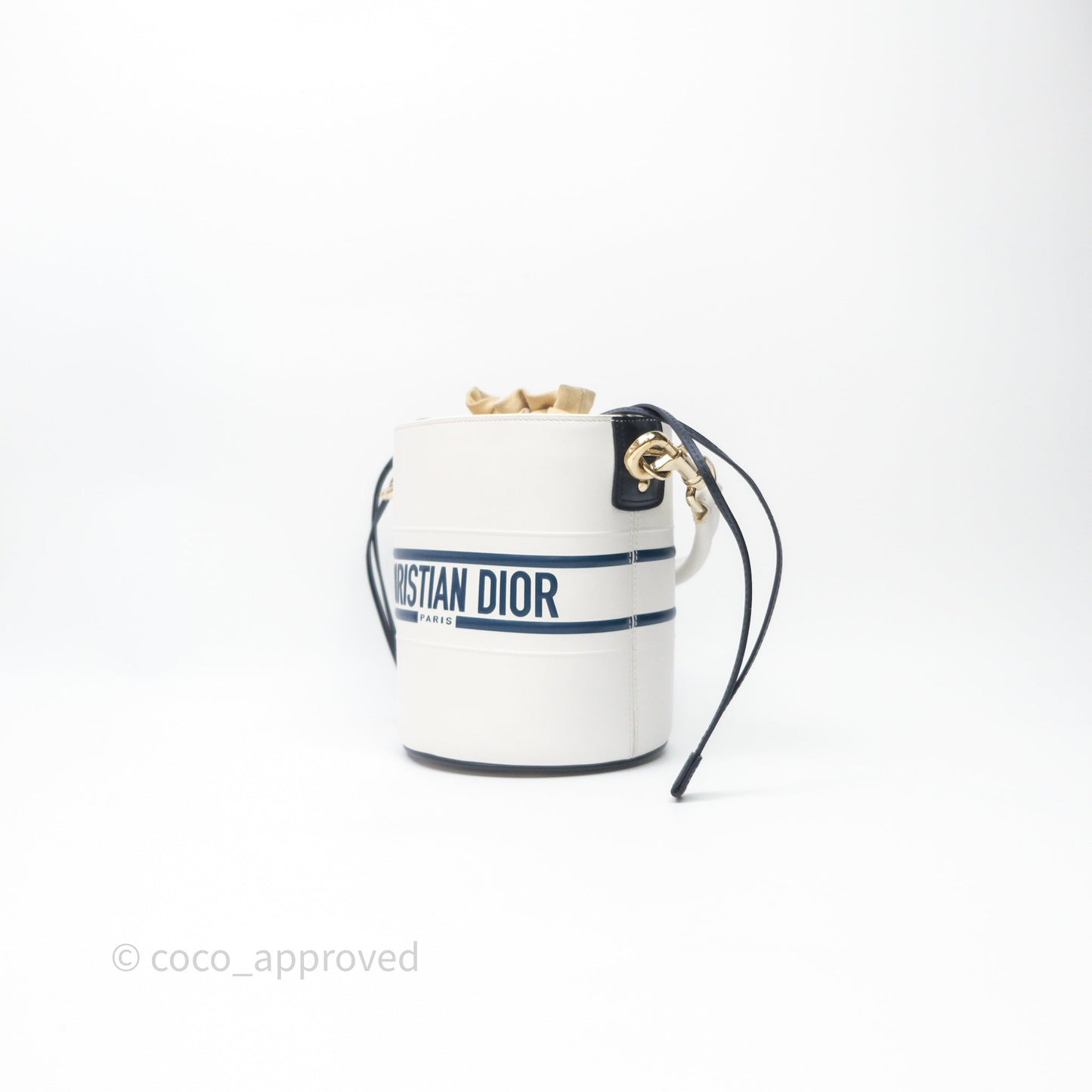 Dior Small Vibe Bucket Bag White Navy Smooth Calfskin