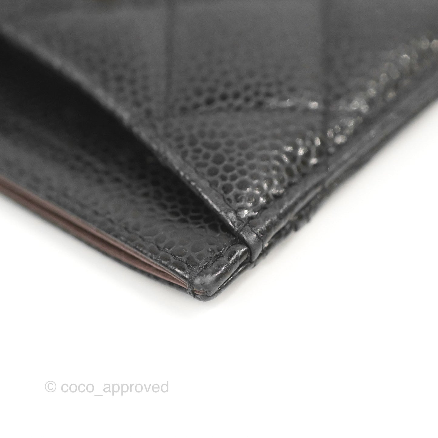 Chanel Classic Flat Card Holder Black Caviar Gold Hardware