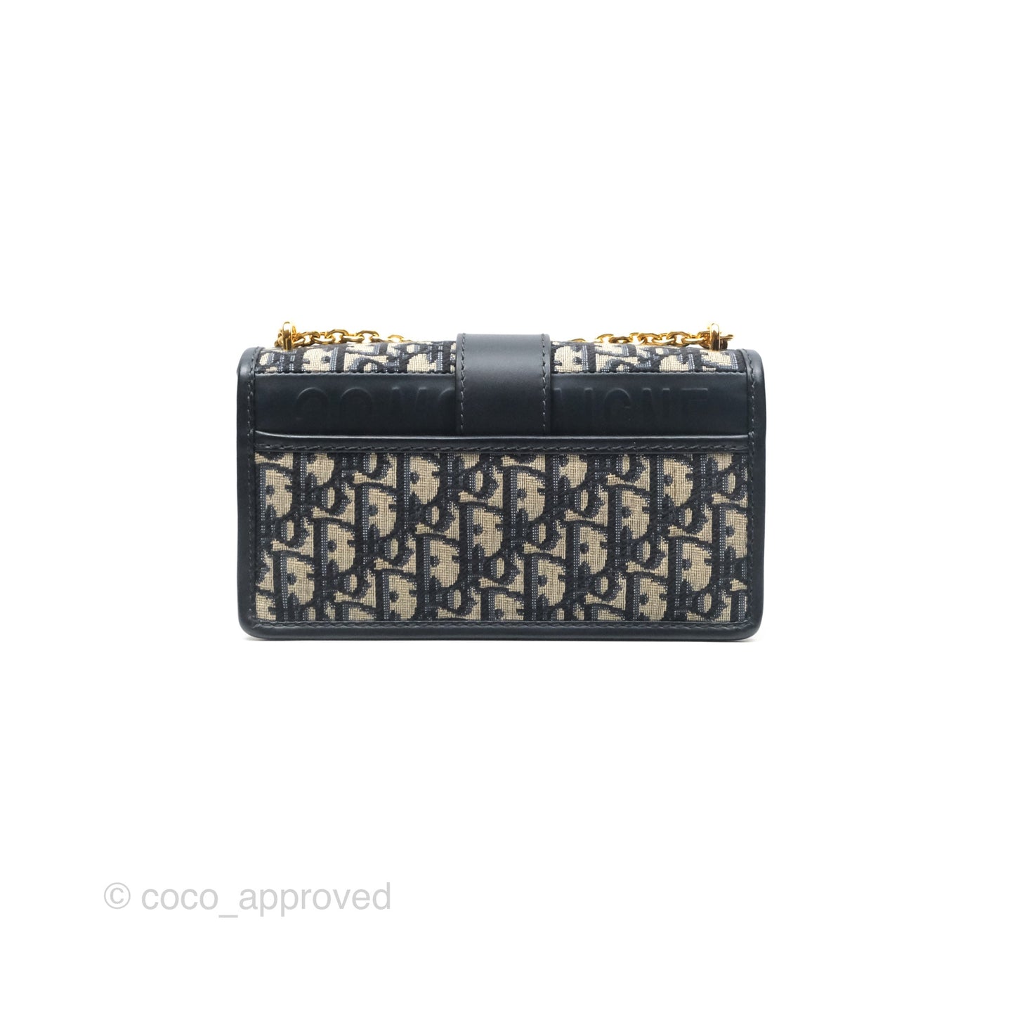 Dior 30 Montaigne East-West Bag With Chain Blue Dior Oblique Jacquard