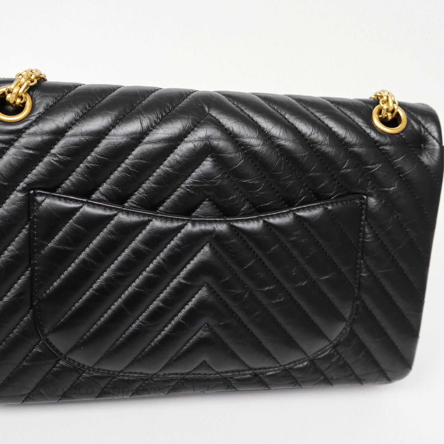 Chanel Reissue 226 Chevron Black Aged Calfskin Aged Gold Hardware