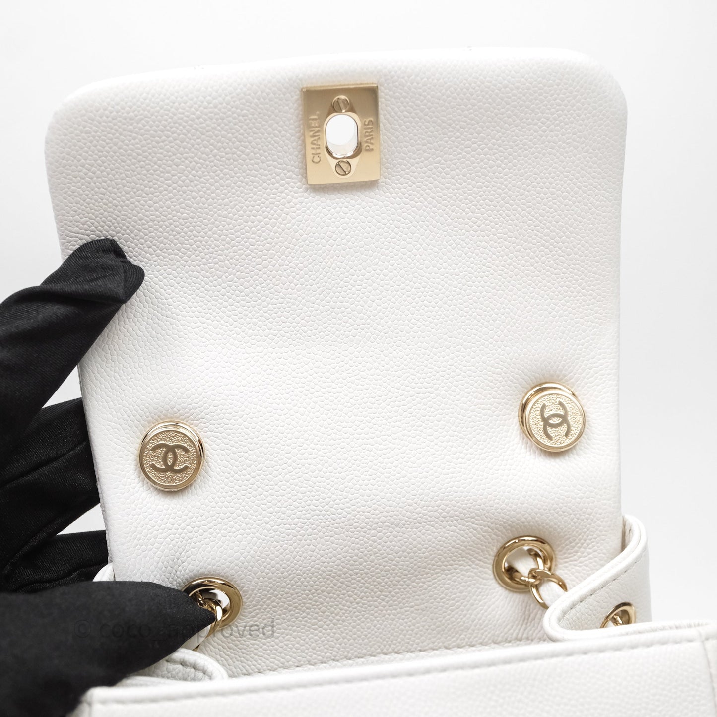 Chanel Small Duma Backpack Caviar White Gold Hardware