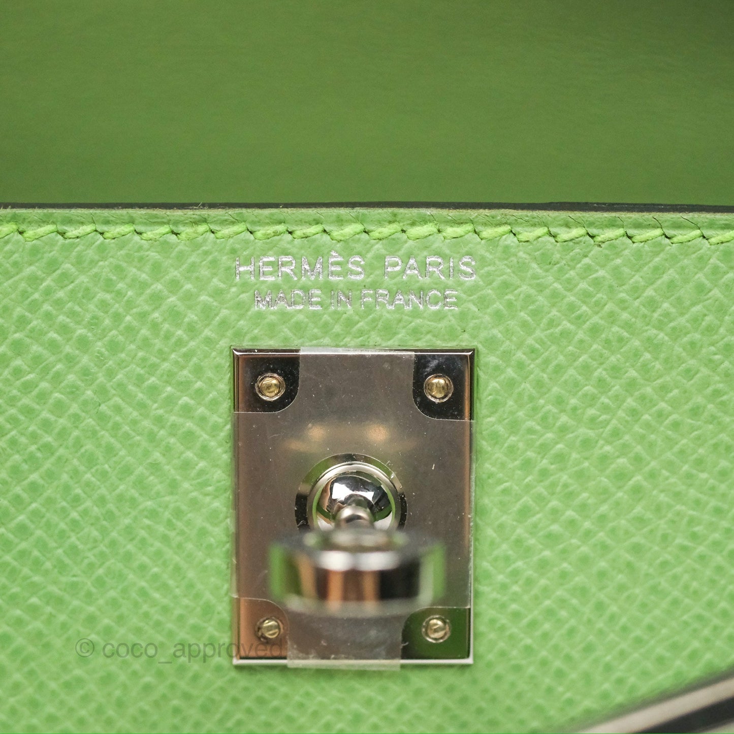 Hermès Mini Kelly II Vert Criquet Epsom Palladium Hardware