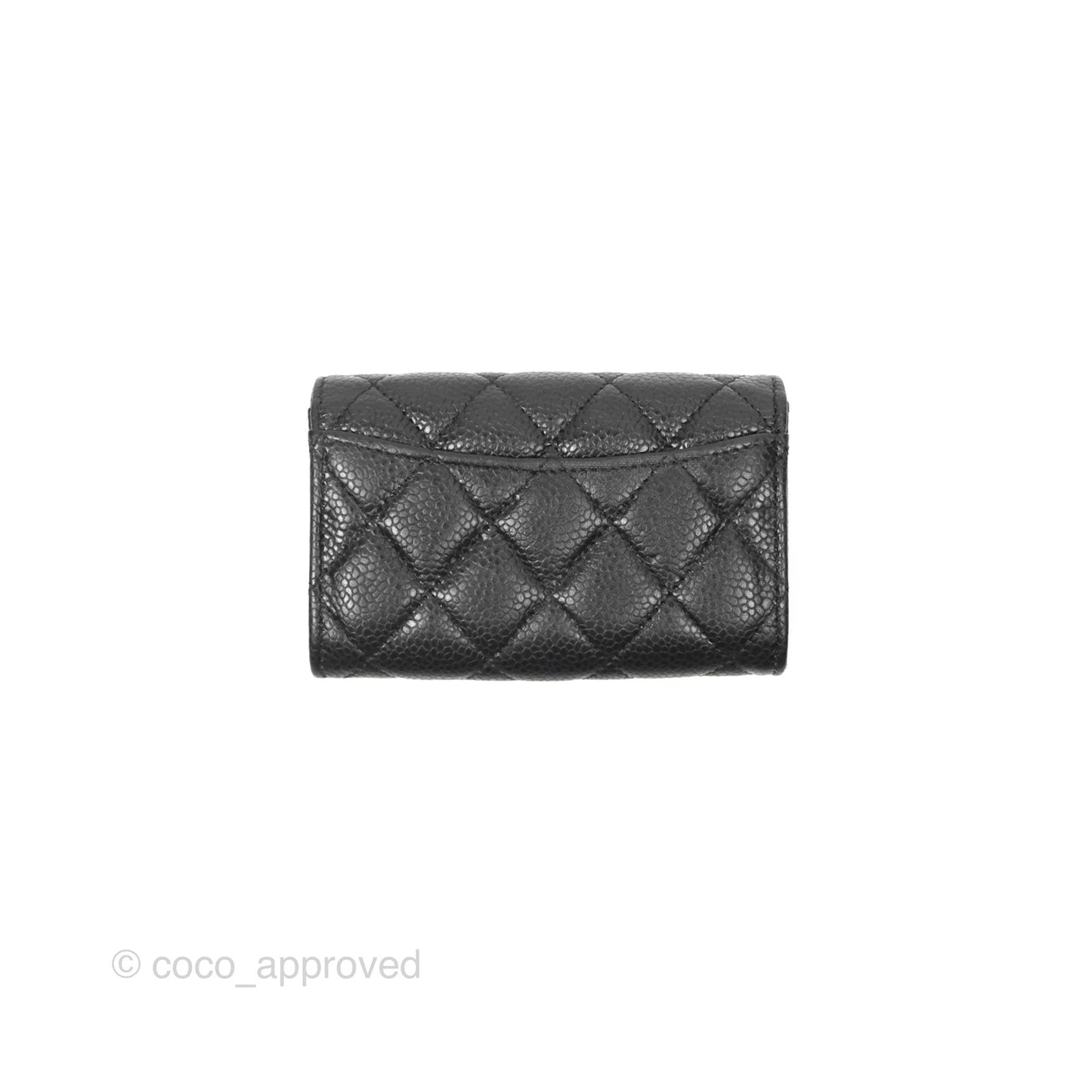 Chanel Quilted Flap Card Holder Black Caviar Silver Hardware