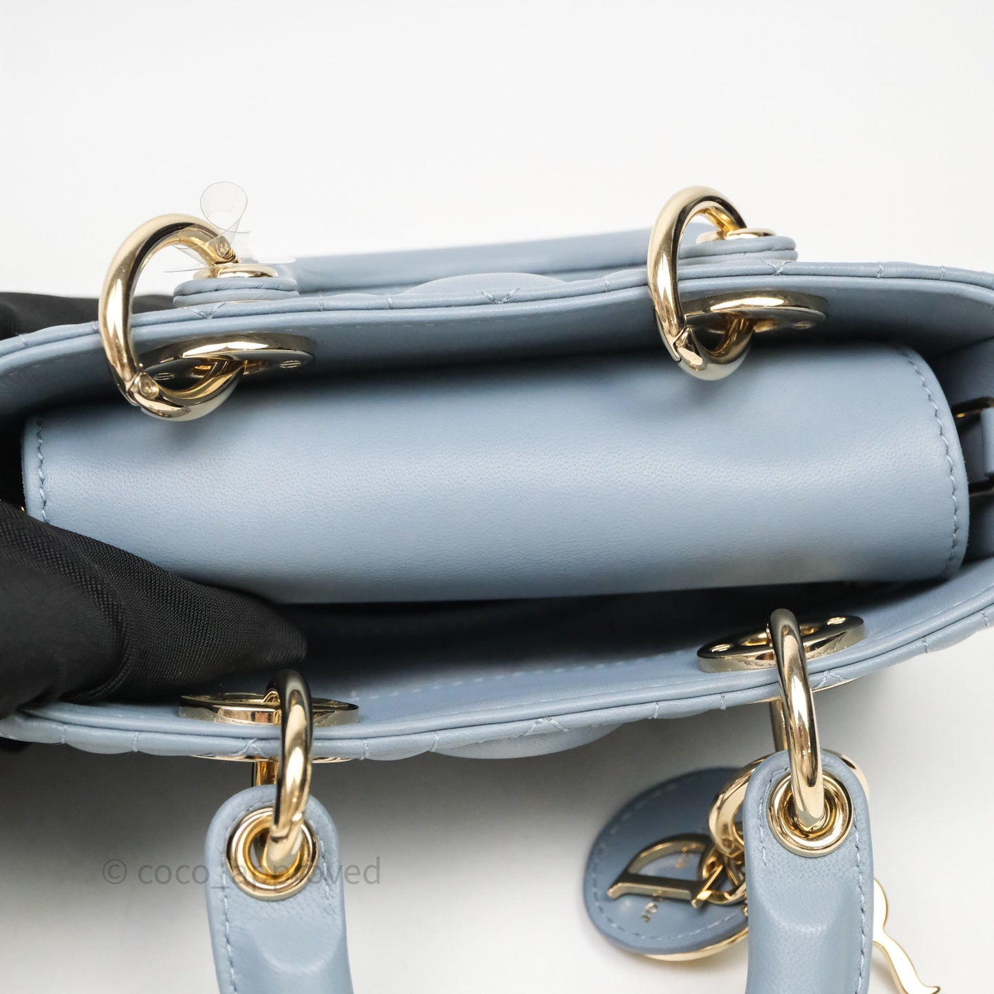 Christian Dior Micro Lady D-Joy Bag Blue Cannage Lambskin Light Gold Hardware